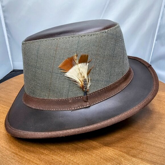 Eco Soho Leather / Fabric Fedora American Hat Makers | Brown | XX-LARGE RARE - Picture 4 of 9